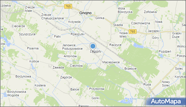 mapa Janowice Raczyckie, Janowice Raczyckie na mapie Targeo